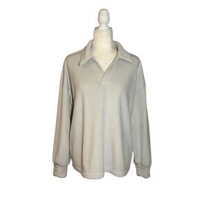 Mondetta corduroy fleece pullover in light gray - XL